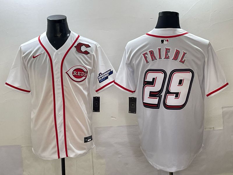 Men 2025 Cincinnati Reds #29 Friedl White Nike 2025 MLB Jersey 07